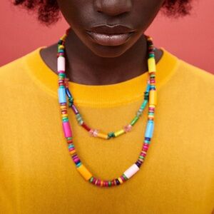 Colorful Double-Layer Rainbows Wooden Bead Necklace